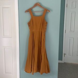 SON DE FLOR 100% Linen Pinafore Sleeveless Dress Marigold XXS